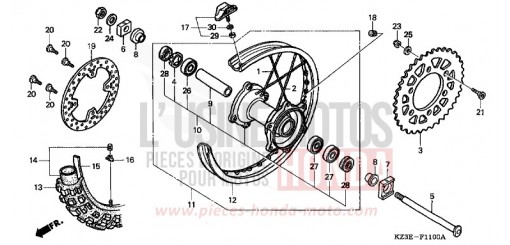 ROUE ARRIERE CR250R1 de 2001